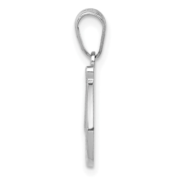 14KW White Gold Script Letter D Initial  Pendant