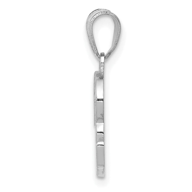 14KW White Gold Script Letter R Initial Pendant