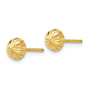 14k Gold Diamond-cut 5mm Domed Post Earrings