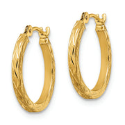 14k Polished and Satin Diamond-cut Hoop Earrings