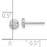 14K White Gold CZ Filled Circle Post Earrings