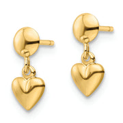 14K Polished Heart Post Dangle Earrings