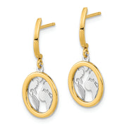 14K Polished White Rhodium Earth Dangle Earrings