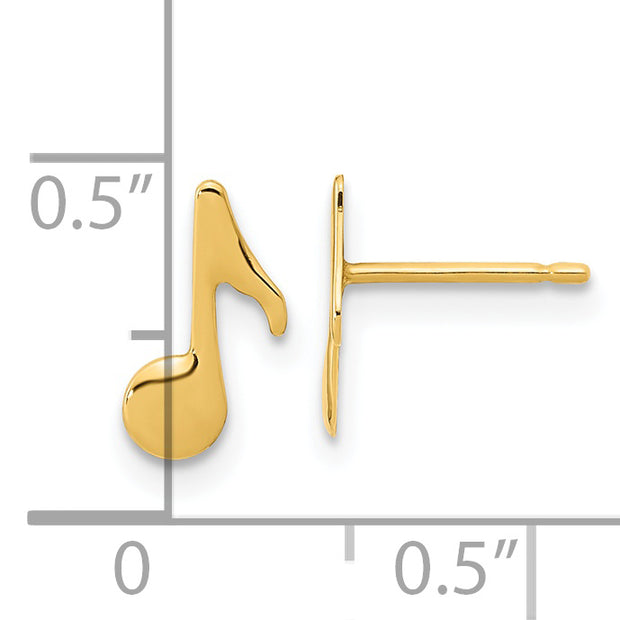 14K Polished Music Note Post Earrings