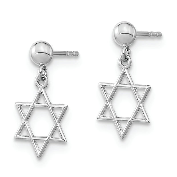 14KW Polished Star of David Post Dangle Earrings