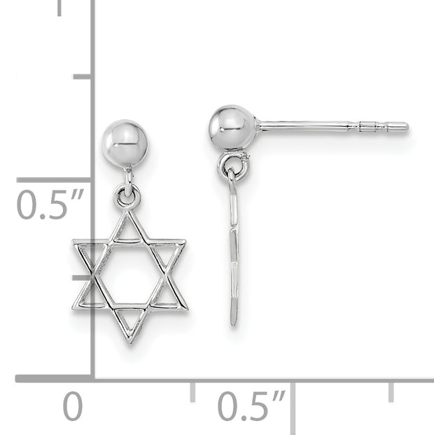 14KW Polished Star of David Post Dangle Earrings